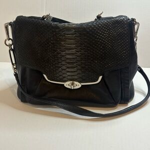 Coach 2013 Madison glitter python Sadie Flap Leather Crossbody Satchel in Black